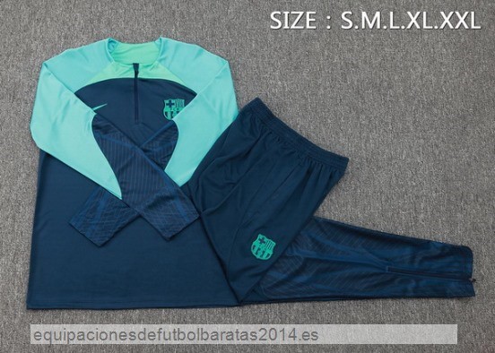 Nuevo Conjunto Completo Sudadera Entrenamiento Barcelona 23/24 Azul Marino I Verde Baratas